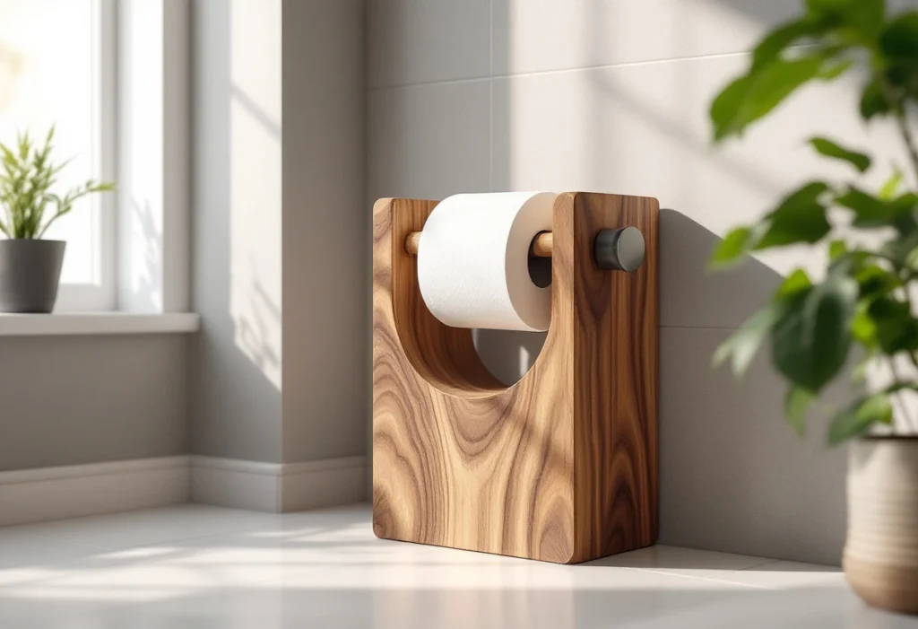 Le porte-papier toilette en bois recyclé : alliance d’écologie et de design dans la salle de bain